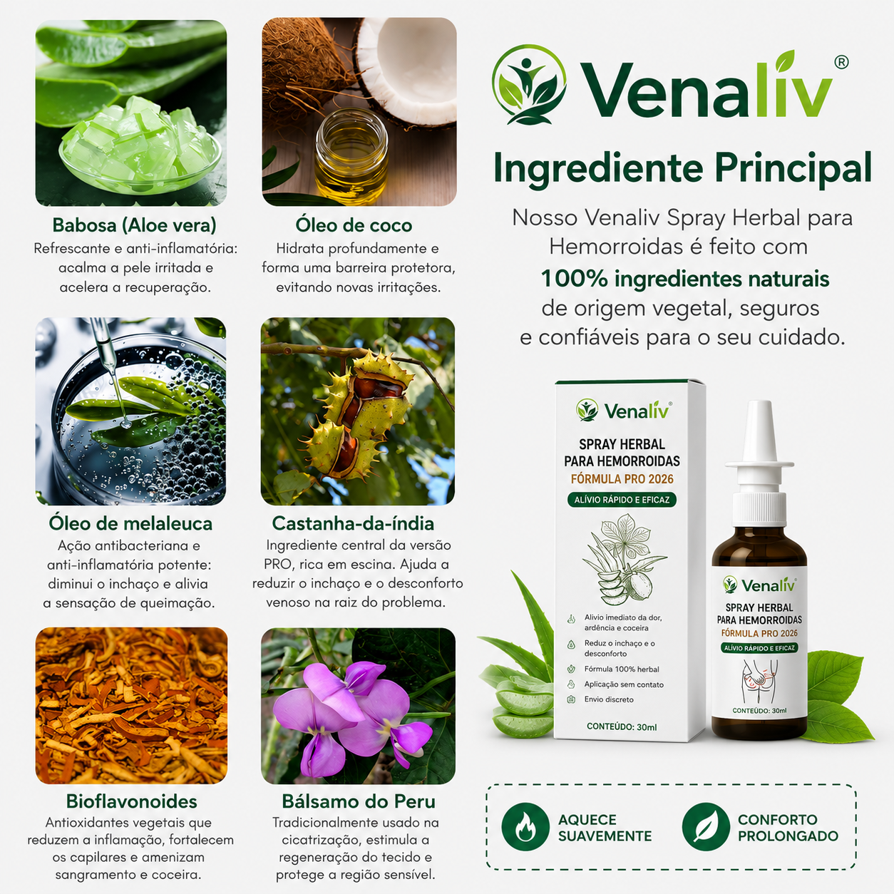 Ingredientes naturais da fórmula
