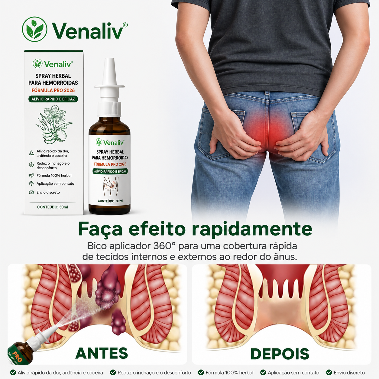 Venaliv Spray Herbal PRO para hemorroidas
